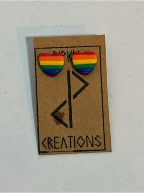 New PIPKIA CREATIONS Rainbow Heart Earrings
